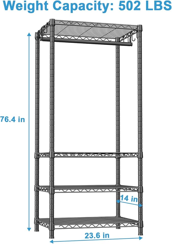 Ulif H4 Mini Portable Closet, 4 Tiers Freestanding Clothing Garment Rack - Image 5