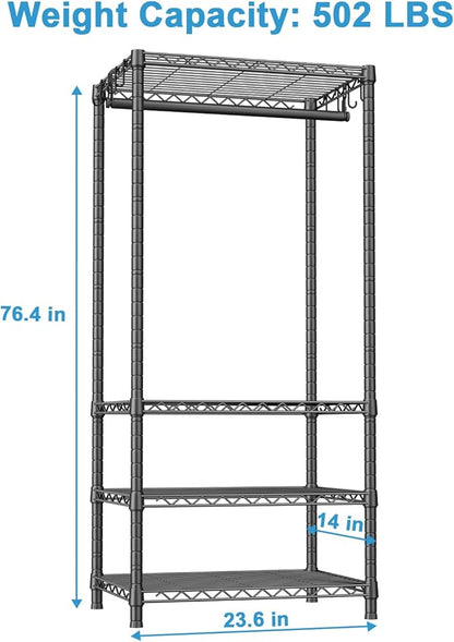 Ulif H4 Mini Portable Closet, 4 Tiers Freestanding Clothing Garment Rack - Image 5
