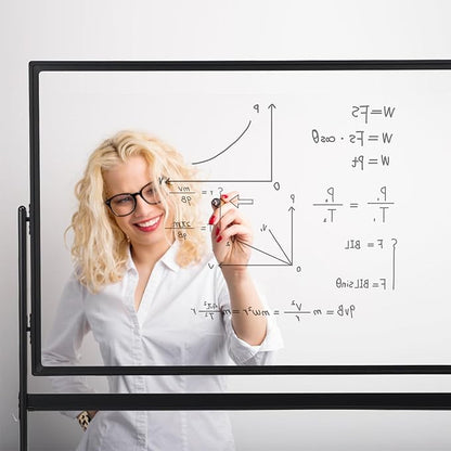 Mobile Clear Glass Whiteboard on Wheels - Image 2