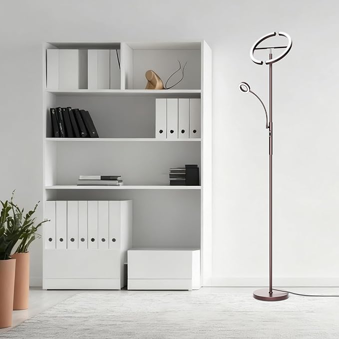 SIBRILLE 2-in-1 Brown LED Floor Lamp - Image 8