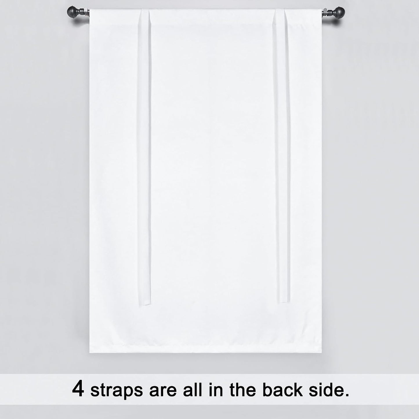 Pure White Balloon Shades Room Darkening Kitchen Window Curtain - Adjustable Thermal Insulated Tie Up Curtain Panel for Bathroom (34 W x 45 inches Long,1 Panel)
