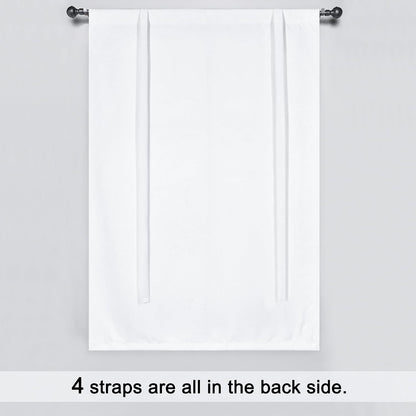 Pure White Balloon Shades Room Darkening Kitchen Window Curtain - Adjustable Thermal Insulated Tie Up Curtain Panel for Bathroom (34 W x 45 inches Long,1 Panel)