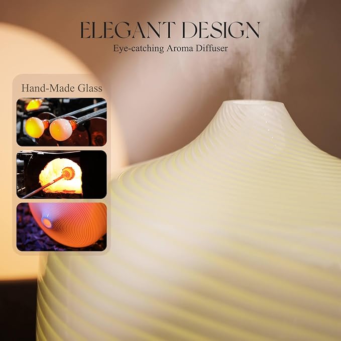 Porseme 500ml Glass Essential Oil Diffuser Aromatherapy Ultrasonic Cool Mist - Image 5