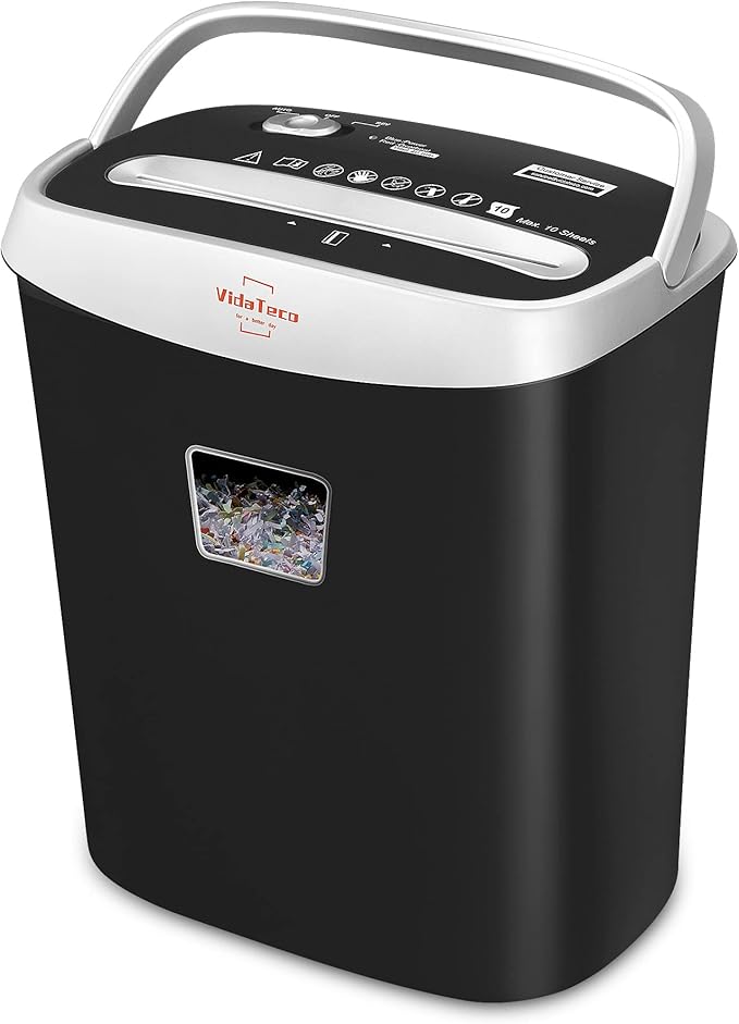 Paper Shredder for Home Office10-Sheet Cross-Cut Shredder by VidaTeco