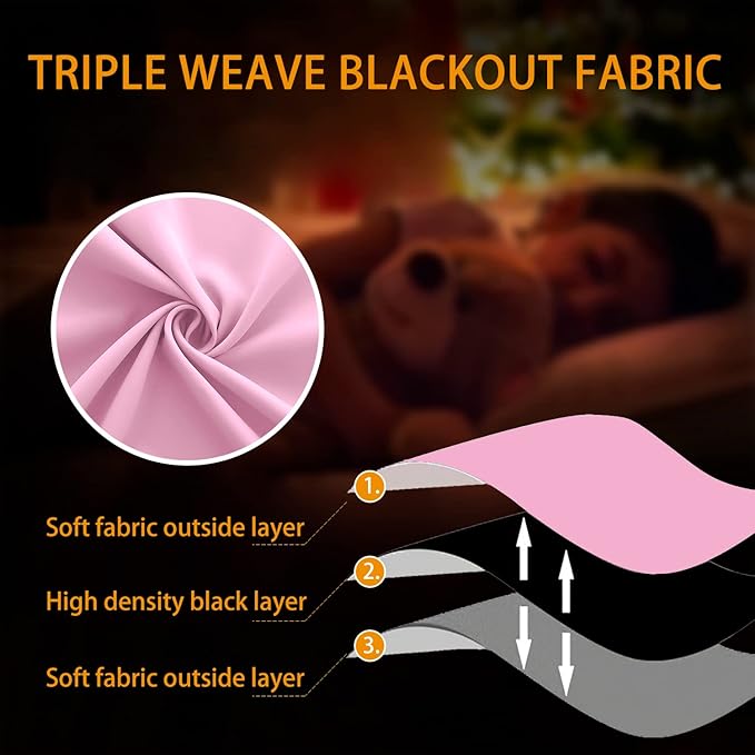 KOUFALL Pink Short Blackout Curtains - Image 7