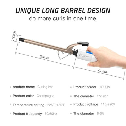 Hoson 1/2 Inch Curling Iron Professional, Ceramic Tourmaline Curl Wand Barrel - Image 6