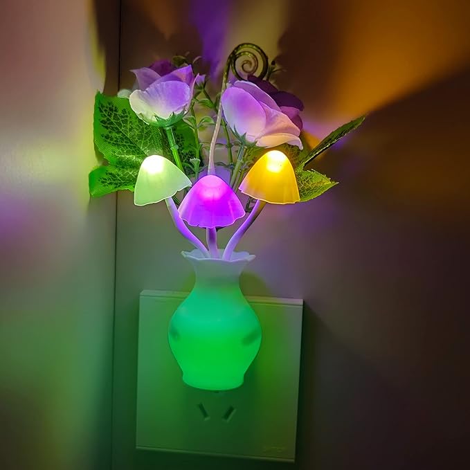AUSAYE 3Pack Sensor Night Lights Plug into Wall Rose Flower Light, Led Lamp - Image 3