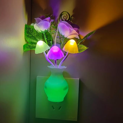 AUSAYE 3Pack Sensor Night Lights Plug into Wall Rose Flower Light, Led Lamp - Image 3
