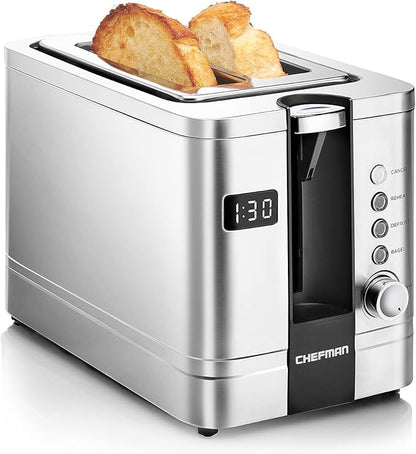 Chefman 2-Slice Digital Toaster, Stainless Steel, Extra-Wide Slots by Chefman