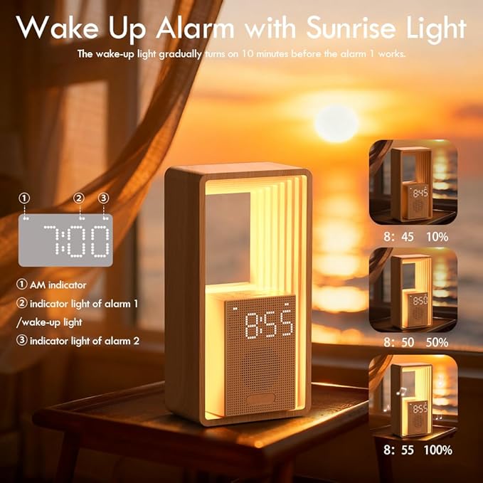 WILIT Digital Alarm Clock, Sunrise Alarm Clock - Image 3