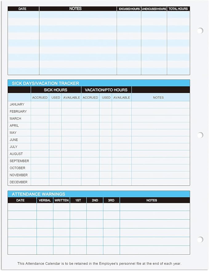 2026 Attendance Calendar Work Tracker Attendance Calendar Cards - Image 3