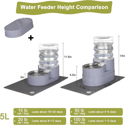 RIZZARI Automatic Pet Water Dispenser: 5L Gray Cats and Dogs Gravity Feeder - Image 2