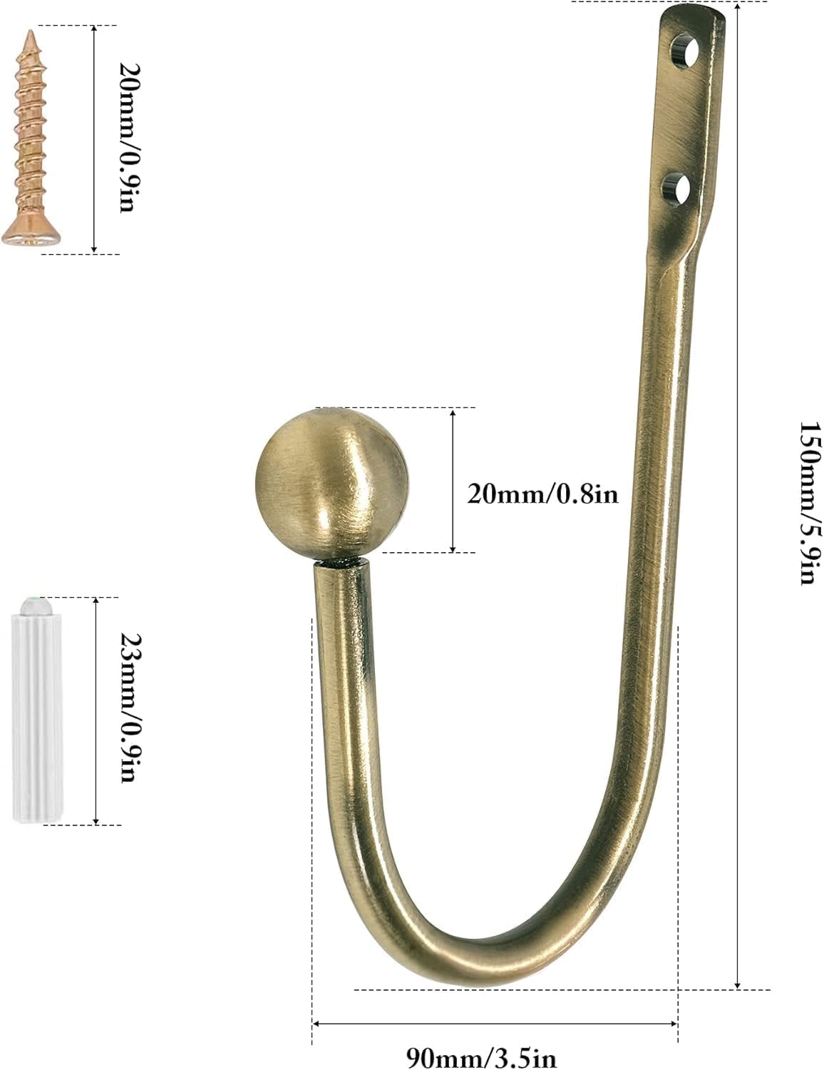 Curtain Tie Backs Hooks, 2 Pcs Metal Curtain Holdbacks, Retro U-Shaped Wall Mounted Curtain Tieback Decorative Drapery Holder with Screws for Bedroom Fixed Curtain or Hanging Items