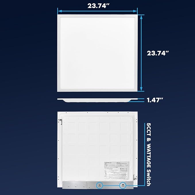 LUXRITE 2x2 FT LED Flat Panel Light, 5CCT Color Selectable 3000K 3500K 4000K - Image 5