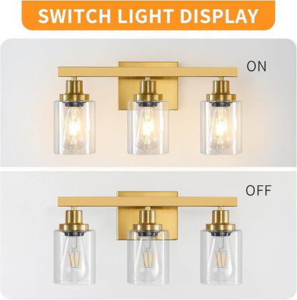 DIKAIDA 3 Light Gold Bathroom Light Fixtures, Bathroom Vanity Light Over Mirror - Image 3
