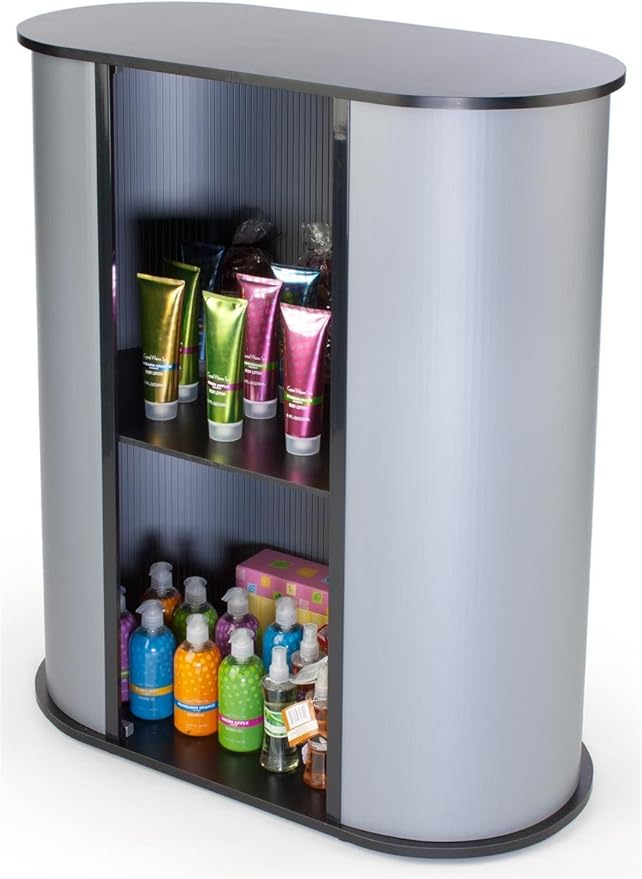Trade Show Counter with Satin Gray Sidewalls, Interior Shelf, Lightweight - Image 2
