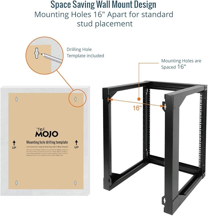 Tecmojo 12U Wall Mount Server Rack, Open Frame Network Rack - Image 4