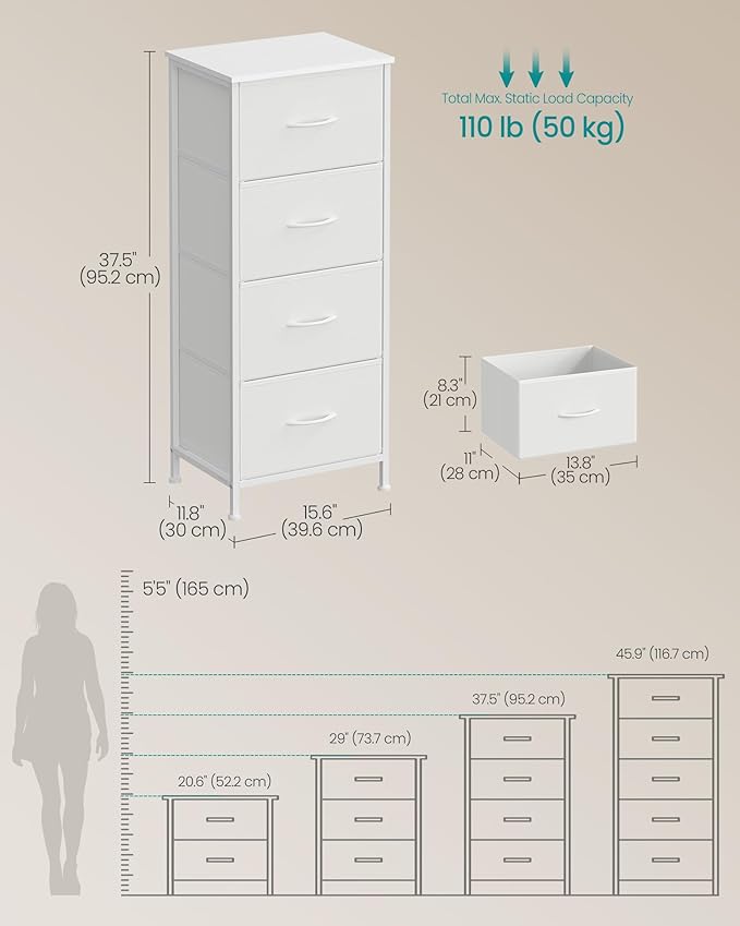 SONGMICS Dresser for Bedroom, Chest of Drawers, 4 Non-Woven Fabric Drawers - Image 2