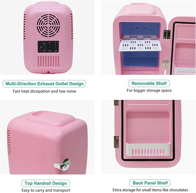 CROWNFUL Mini Fridge, 4 Liter/6 Can Portable Cooler and Warmer Personal - Image 6