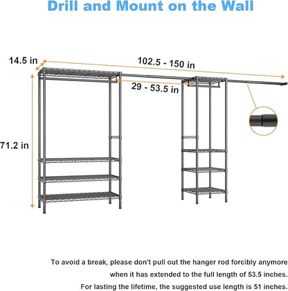 Ulif E11 Heavy-Duty Garment Rack, Metal Freestanding Clothes Rack and Closet - Image 7