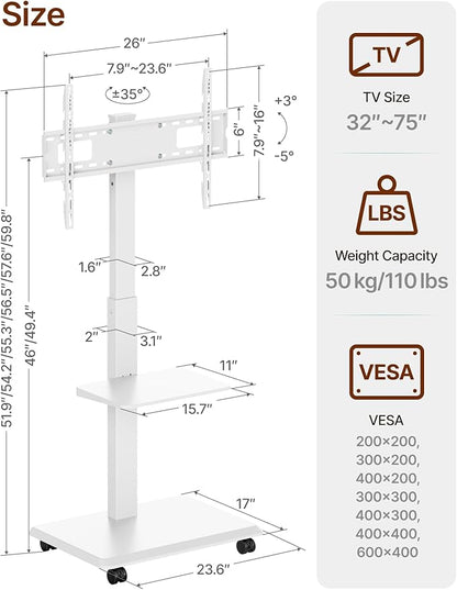 ECOTINY Steel Base Rolling TV Stand - Image 7