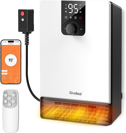 GiveBest Wall Heater for Bathroom, 1500W Fast Heating Electric Space Heater by GiveBest