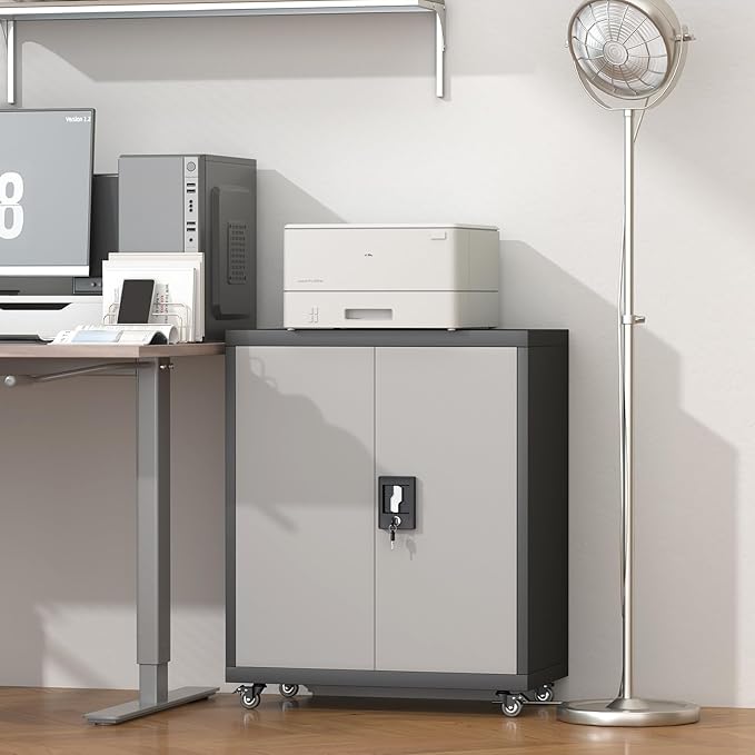 GREATMEET Garage Cabinets with Wheels, Small Storage Cabinet with Doors and - Image 7