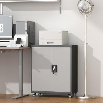 GREATMEET Garage Cabinets with Wheels, Small Storage Cabinet with Doors and - Image 7