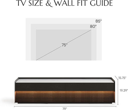 POVISON Fully-Assembled Mid Century Glossy Sintered Stone TV Stand, 78.74" Wood - Image 3