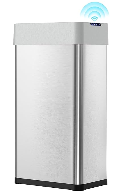 Arlopu 18.5 Gal Automatic Trash Can, 70L Stainless Steel Motion Sensor Garbage - Image 2