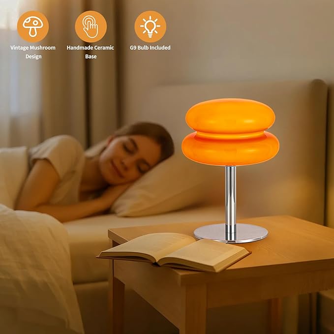Vintage Mushroom Lamp, Dimmable Bedside Table Lamp - Image 4