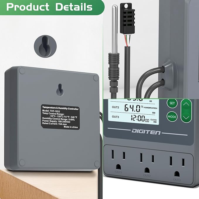 Dual Probe Temperature & Humidity Controller, Independent Sensors - Image 4