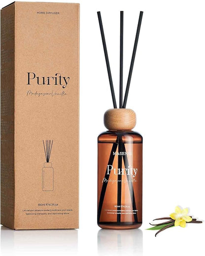 M&SENSE Madagascar Vanilla Reed Diffuser Set: 6.3 fl oz Non-Toxic Aroma Set by MSENSE