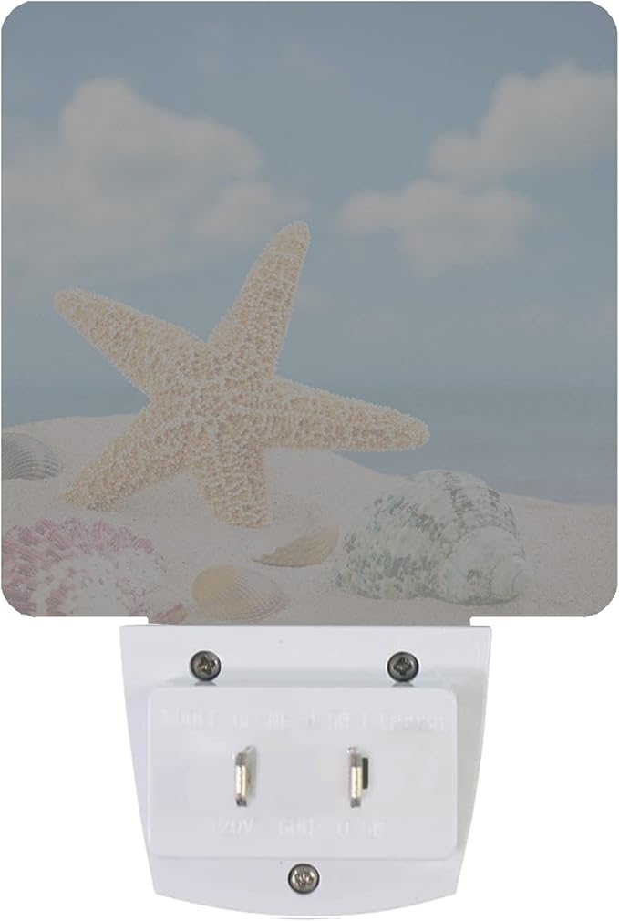 Smoaffly Seashells Starfishes Beach Night Light Plug-in LED Nightlights Auto - Image 3