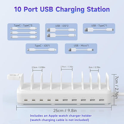 285W Charging Station for Multiple Devices, 10 Ports Fast Multi-Device Charger - Image 2