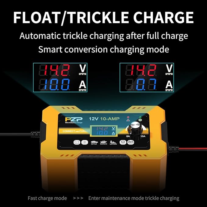 12V Automatic Car Battery Charger, 0-10A Arbitrarily Adjustable Smart Trickle - Image 5