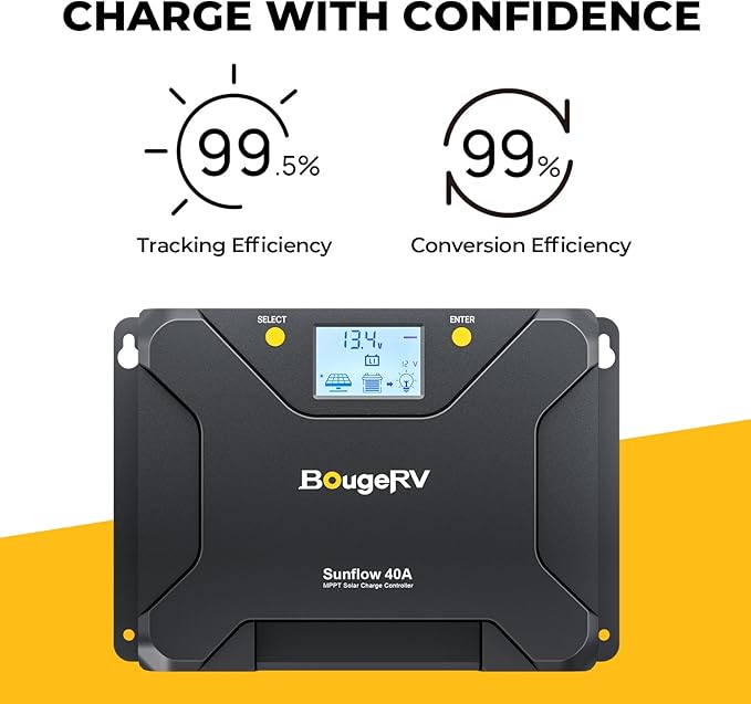 BougeRV MPPT Solar Charge Controller 40A, w/ Low-Temp Cut-Off, APP Control - Image 6