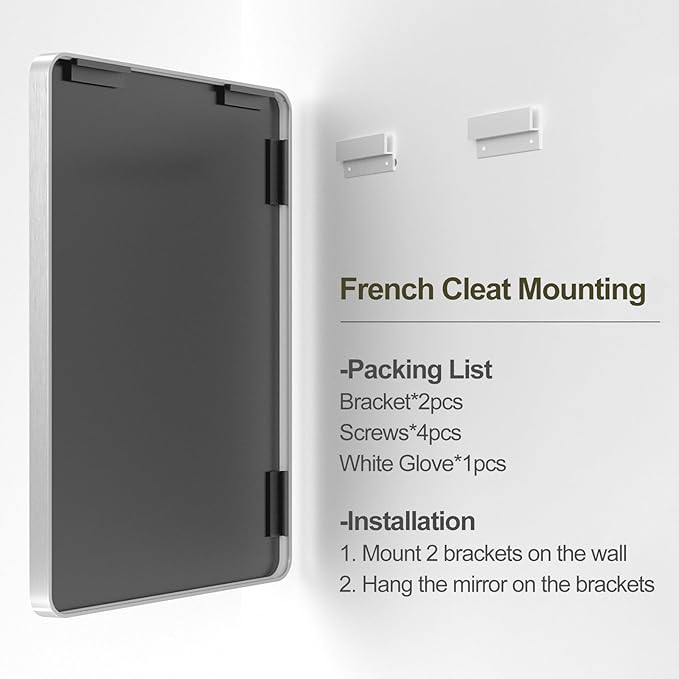 48x32 Inch Silver Bathroom Mirror - Image 7