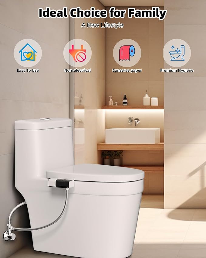 Hibbent Bidet Attachment for Toilet, Non-Electric Dual Nozzle for Frontal & - Image 4