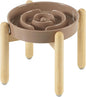 Ceramic 1.6 Cup Raised Slow Feeder Dog Bowl Set, Elevated Wooden Stand by Havniva