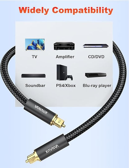 VANAUX Digital Optical Audio Cable Fiber Optic Cable S/PDIF Toslink Cords - Image 6