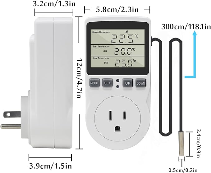 KETOTEK Digital Thermostat Outlet Plug Temperature Controller Outlet Socket - Image 6