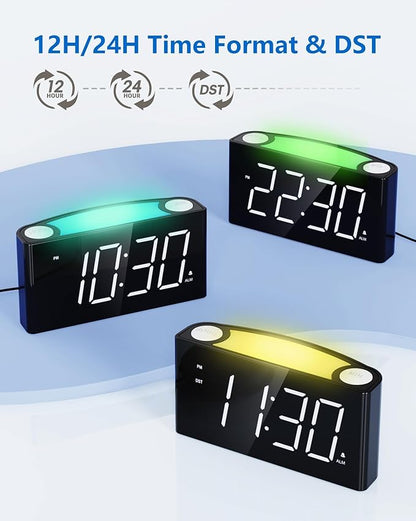 Mesqool Digital Alarm Clock for Bedroom, 7.5" Big Display, 7-Color Night Light - Image 7