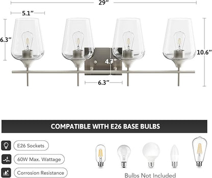 VONLUCE Bathroom Vanity Light, 4 Light Bathroom Light Fixture Over Mirror - Image 5
