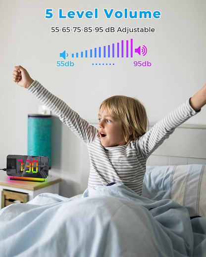 SZELAM Projection Alarm Clock, 7.4 in Digital Mirror Clocks, - Image 8