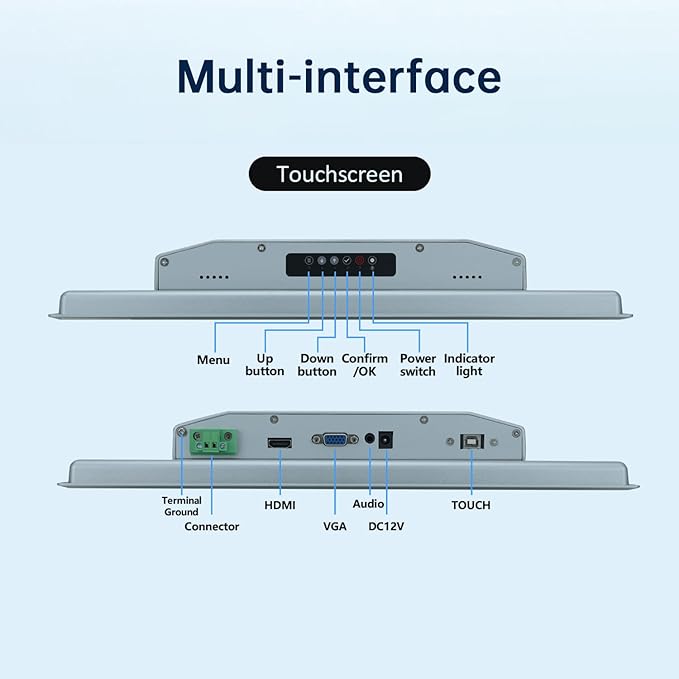 15-Inch Industrial Touch Screen Monitor, Ratio 4:3 Embedded PCAP Touchscreen - Image 6