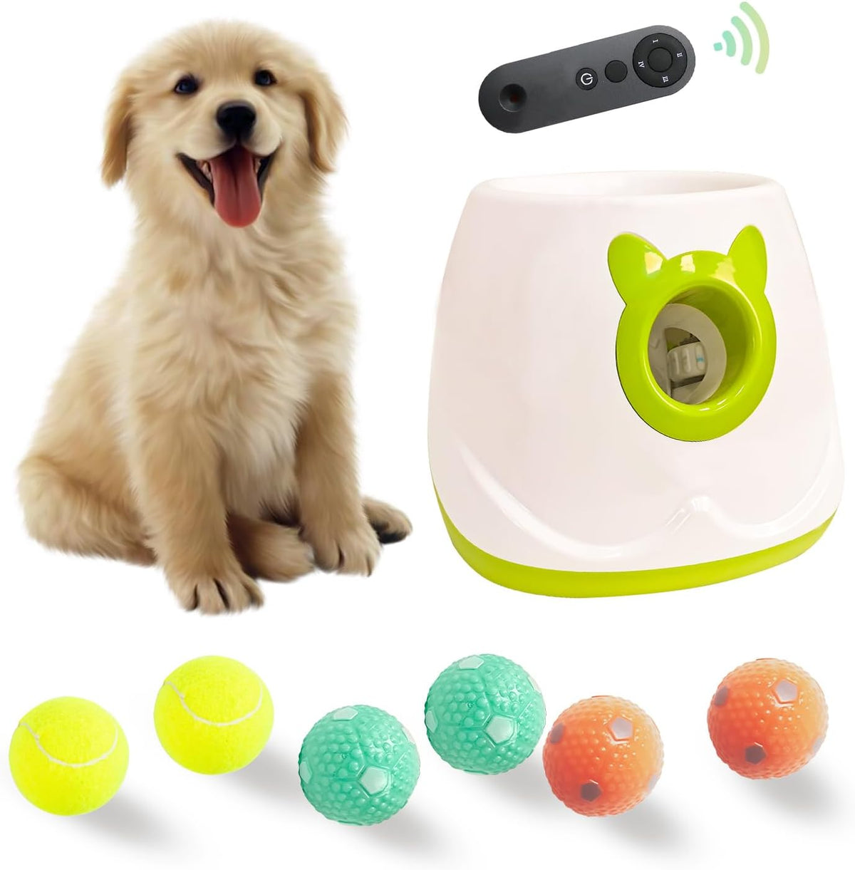 Automatic Dog Ball Launcher Tennis Ball Thrower Machine with 6 Balls,Remote
