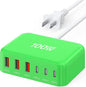 USB C Fast Charger, 100W GaN 6 Port Type C Charging Station Hub Block Cube by BREEKET