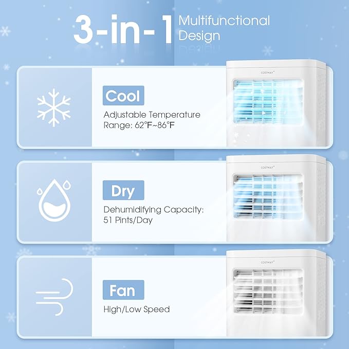 COSTWAY Portable Air Conditioner, 8000 BTU AC Unit - Image 2