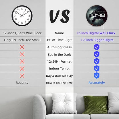 Timethink 12 Inch Evil Dragon LED Digital Wall Clock Large Display, Dark - Image 8